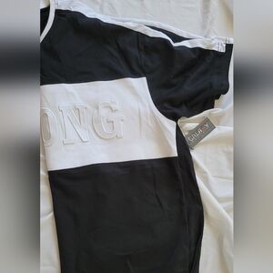 Embossed black and white short sleeved t-shirt